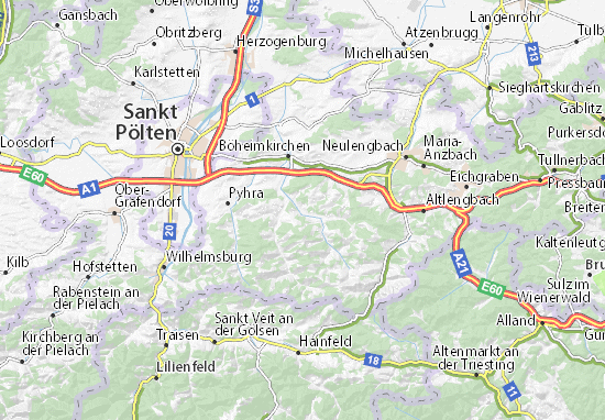 Karte Stadtplan Kasten bei Böheimkirchen