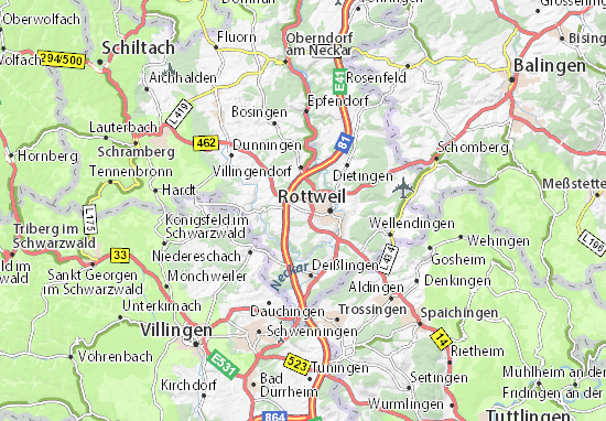 Mapa Zimmern ob Rottweil
