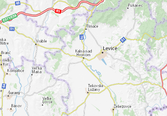 Karte Stadtplan Kalná nad Hronom