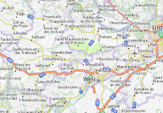 Karte Stadtplan Wallern an der Trattnach