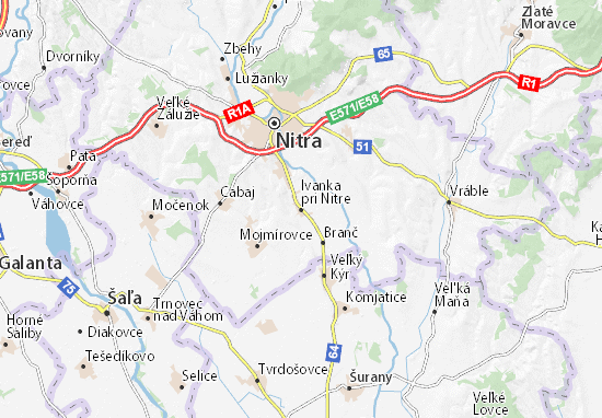 Kaart Plattegrond Ivanka pri Nitre
