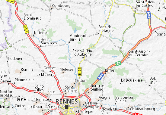 Saint-Aubin-d&#x27;Aubigné Map