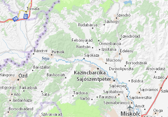 Sajókaza Map