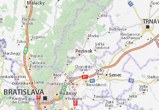 Karte Stadtplan Pezinok