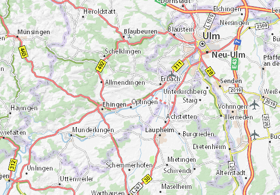 Karte Stadtplan Oberdischingen