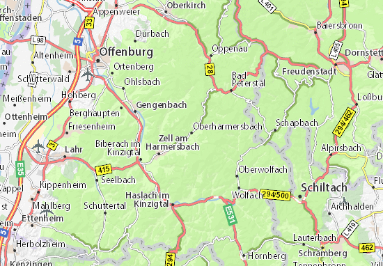 Kaart Plattegrond Oberharmersbach