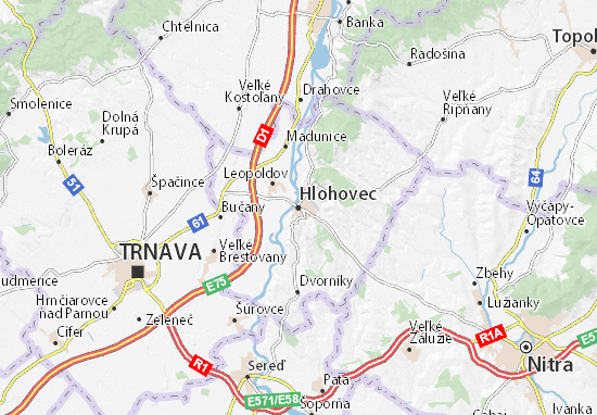 Karte Stadtplan Hlohovec