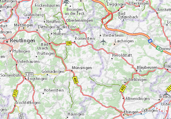 Kaart Plattegrond Gutsbezirk Münsingen