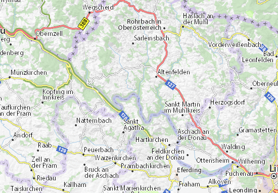 Karte Stadtplan Obermühl an der Donau
