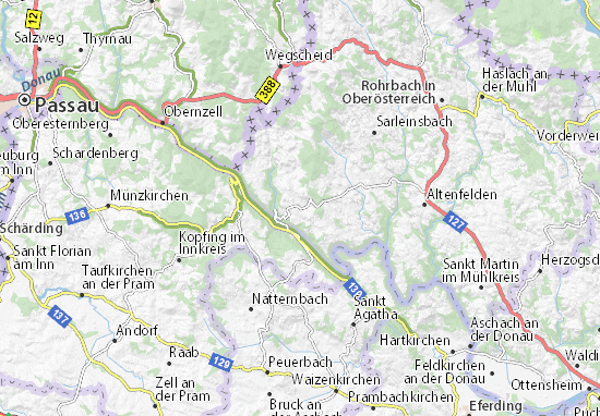 Karte Stadtplan Hofkirchen im Mühlkreis