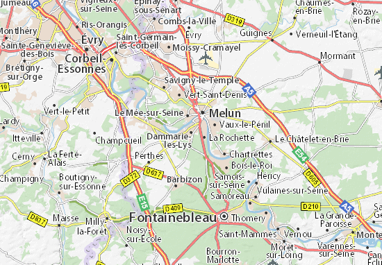 Kaart Plattegrond Dammarie-les-Lys