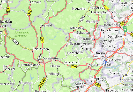 Mapa Pfalzgrafenweiler