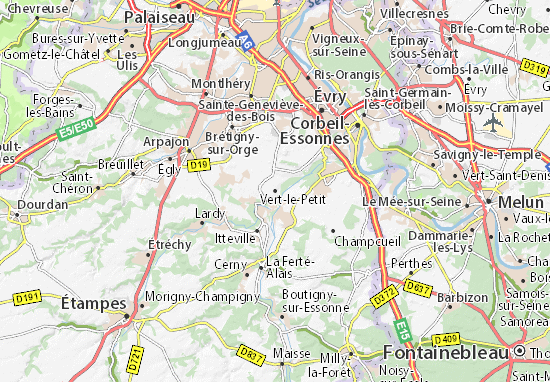 Karte Stadtplan Vert-le-Petit