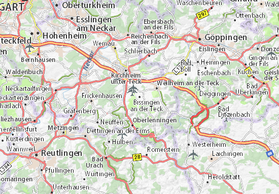 Karte Stadtplan Bissingen an der Teck