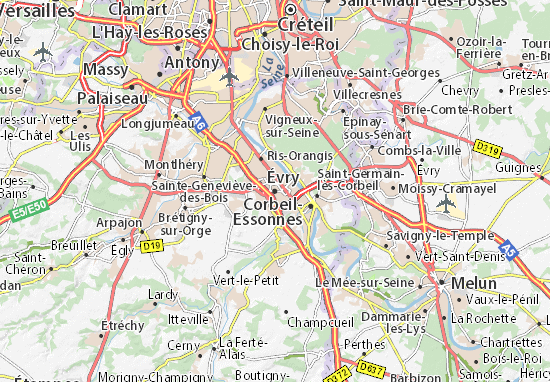 Karte Stadtplan Évry