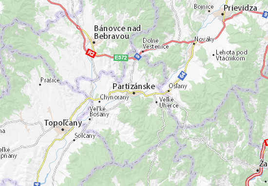 Karte Stadtplan Partizánske