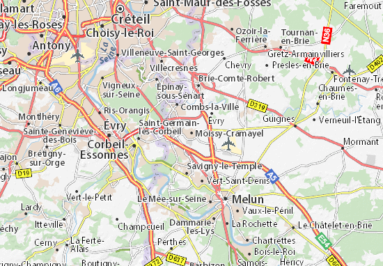 Karte Stadtplan Moissy-Cramayel