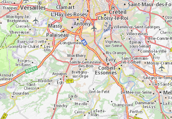 Kaart Plattegrond Sainte-Geneviève-des-Bois