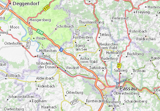 Karte Stadtplan Aicha vorm Wald