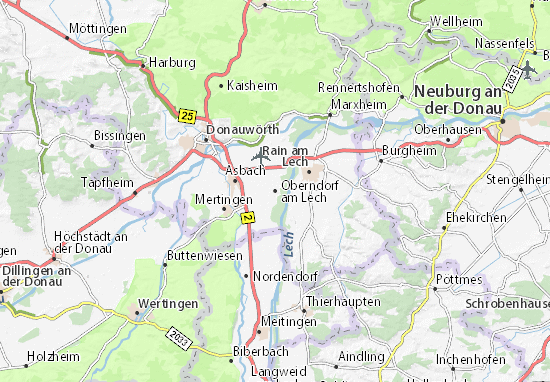 Kaart Plattegrond Oberndorf am Lech