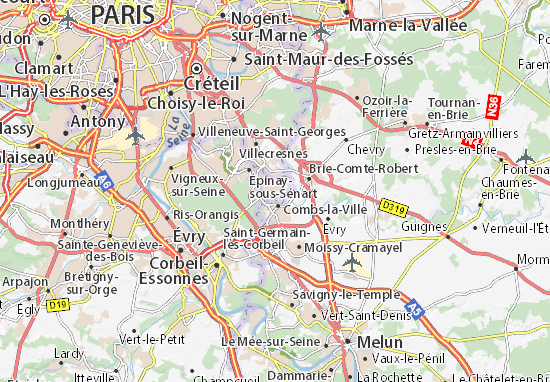 Karte Stadtplan Varennes-Jarcy
