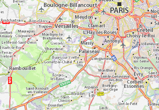 Kaart Plattegrond Bures-sur-Yvette