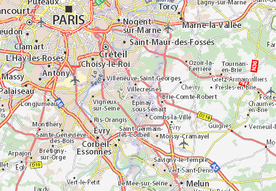 Karte Stadtplan Mandres-les-Roses