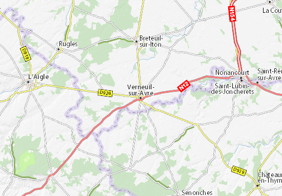 Kaart Plattegrond Verneuil-sur-Avre