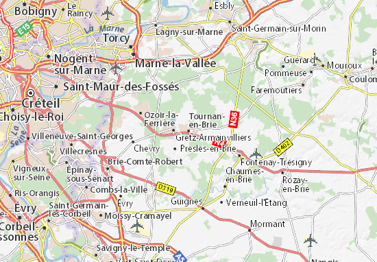 Karte Stadtplan Tournan-en-Brie
