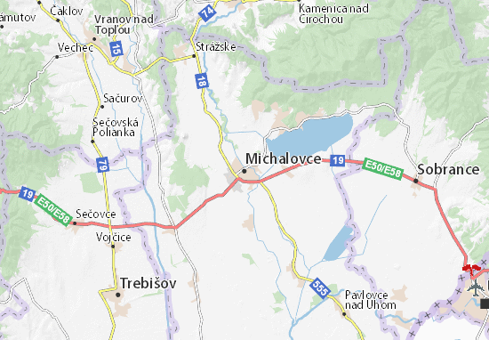 Kaart Plattegrond Michalovce