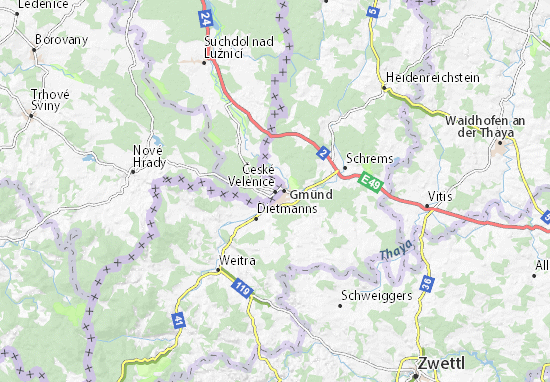 Karte Stadtplan České Velenice