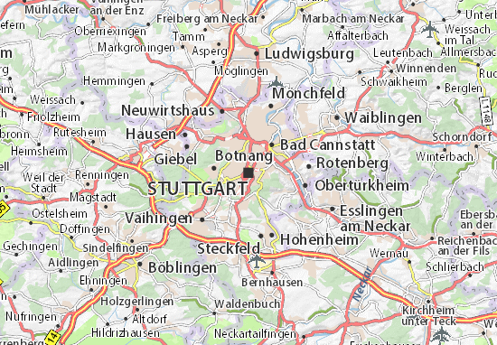 karta stuttgart Map of Stuttgart   Michelin Stuttgart map   ViaMichelin karta stuttgart