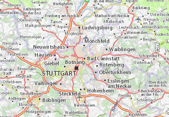STUTTGART Bahnhof Canstatt Heslach STADTPLAN von 1897 Gablensberg 