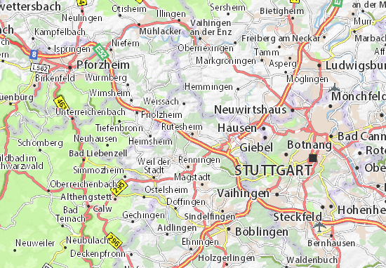 Karte Stadtplan Rutesheim