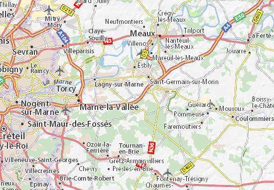 Karte Stadtplan Bailly-Romainvilliers