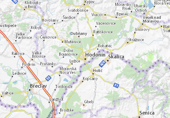 Karte Stadtplan Hodonín