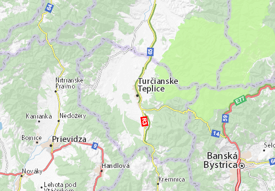 Kaart Plattegrond Turčianske Teplice