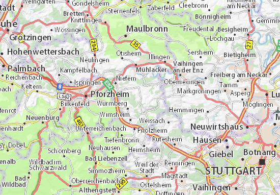Mapa Wiernsheim