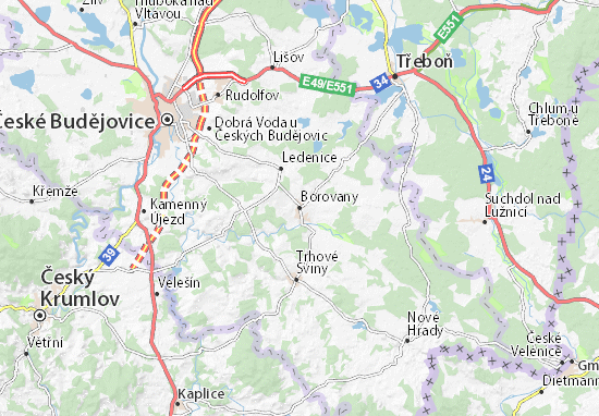 Karte Stadtplan Borovany