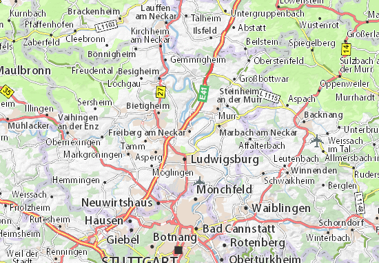 Kaart Plattegrond Freiberg am Neckar