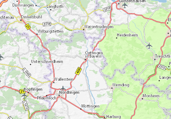 Kaart Plattegrond Oettingen in Bayern