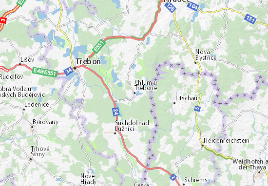 Kaart Plattegrond Chlum u Třeboně