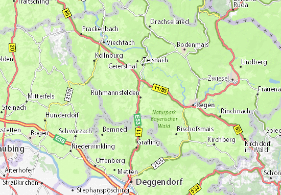 Karte Stadtplan Ruhmannsfelden