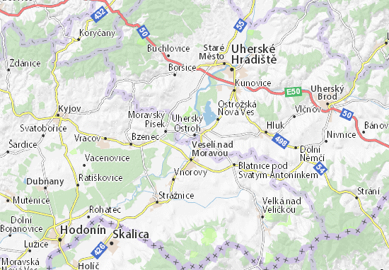Kaart Plattegrond Uherský Ostroh