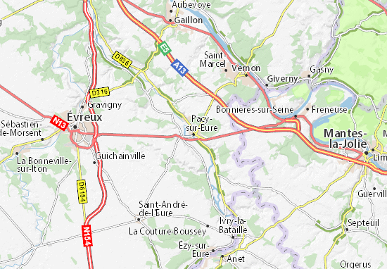 Mapa Pacy-sur-Eure
