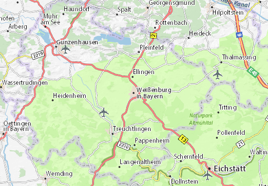 Mapa Weißenburg in Bayern