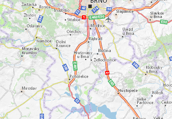 Karte Stadtplan Hrušovany u Brna