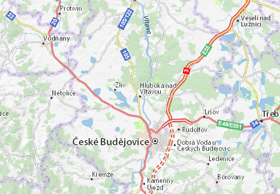 Karte Stadtplan Hluboká nad Vltavou