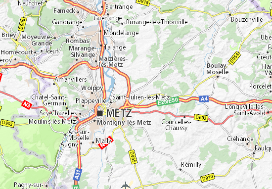 Kaart Plattegrond Servigny-lès-Sainte-Barbe