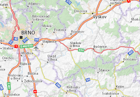 Karte Stadtplan Slavkov u Brna